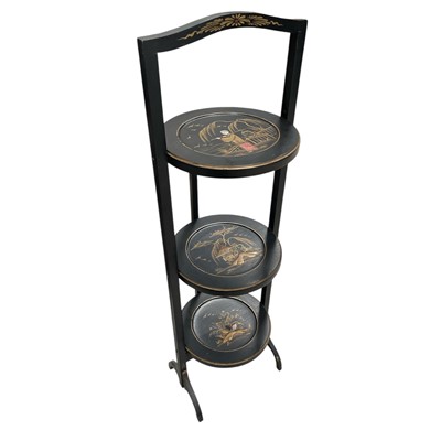 Lot 189 - An Antique lacquered Chinoiserie cake stand....