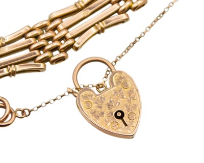 Lot 9 - A 9k rose gold gate bracelet.