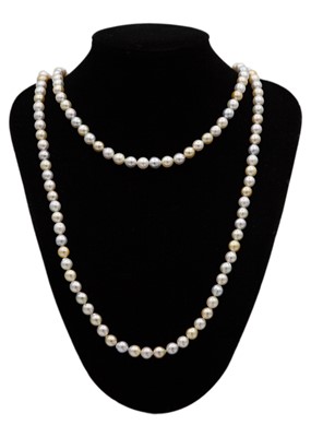 Lot 82 - A multicoloured cultured pearl double-row necklace.