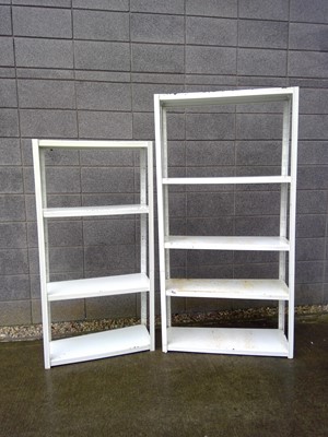 Lot 63 - Two Metal Shelving Units. The Taller Unit is...