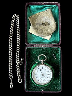 Lot 8 - A 0.935 silver key wind pocketwatch, with...