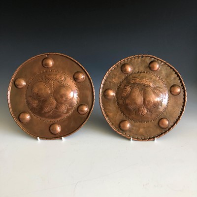 Lot 329 - A pair of Arts and Crafts period art copper...