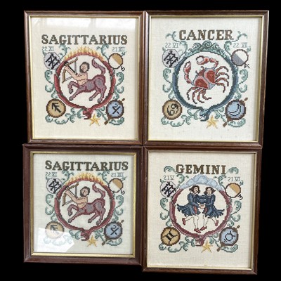 Lot 95 - Four modern samplers, approx 22cm x 22cm.