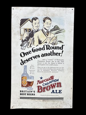 Lot 107 - A Newcastle Brown Ale tin advertisement sign,...
