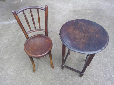 Lot 140 - A chair and pie crust table.