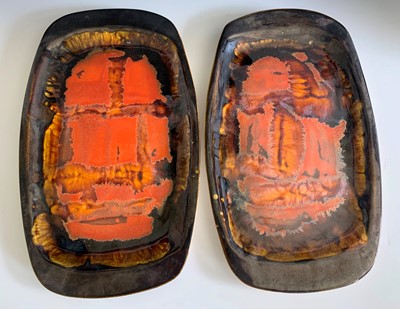 Lot 334 - Two Eric Leaper (Newlyn) studio pottery orange...