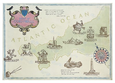 Lot 181 - A Naive Mid-Century Cornwall Map