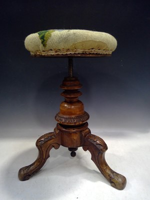 Lot 113 - A Victorian Carved Adjustable Stool. The...