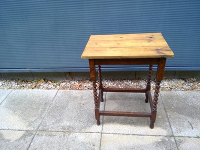Lot 114 - An Oak Barley Twist Table Base with a Pine Top....