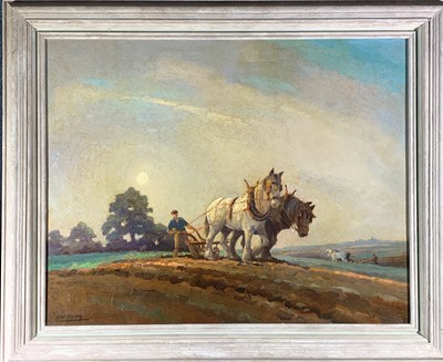 Lot 342 - George AYLING (1887-1960) Ploughing Oil on...