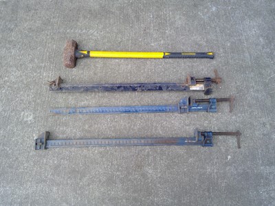 Lot 132 - Three Sash Clamps and a Roughneck Sledgehammer....