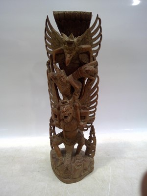 Lot 12 - Vishnu and Garuda Wooden Carving. The piece is...