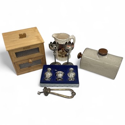 Lot 150 - A mixed lot including silver plated cruet set,...