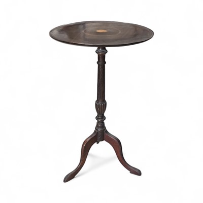 Lot 163 - A mahogany inlaid wine table, 74cm tall.