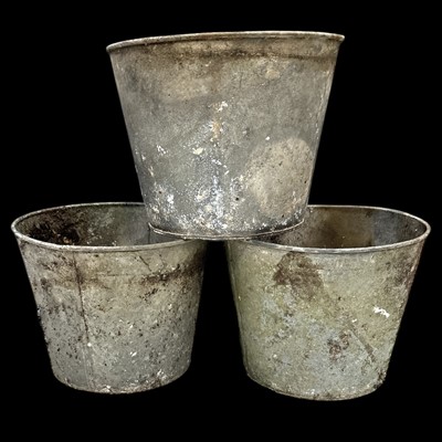 Lot 173 - Three galvanised metal flower buckets, 27cm in...