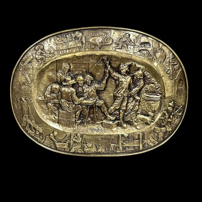 Lot 176 - Large brass charger made in Antwerp, Belgium...