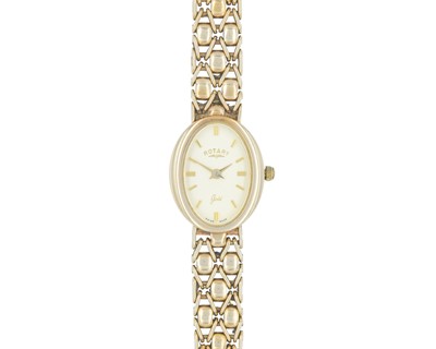 Lot 1060 - ROTARY - A Gold 9k quartz lady's bracelet wristwatch.