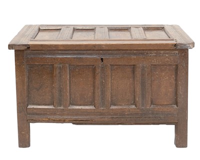 Lot 691 - An oak four panel coffer.