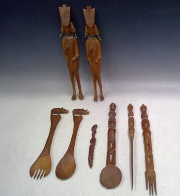 Lot 193 - Two Carved Figures and Utensils. The Figures...