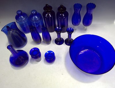Lot 39 - A Nice Selection of Blue Glass. The Bowl is...