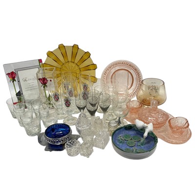 Lot 60 - Assorted Glass, including an Amber glass bowl,...