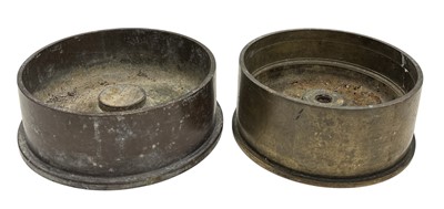 Lot 54 - Two heavy trench art artillery shell ashtrays,...