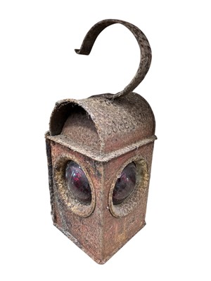 Lot 66 - A vintage railway/road lamp, height 38cm.