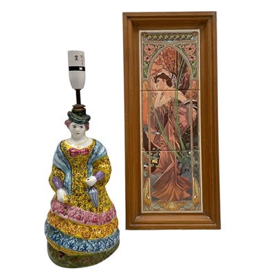 Lot 79 - Alphonse Mucha Tile picture and a Portuguese...