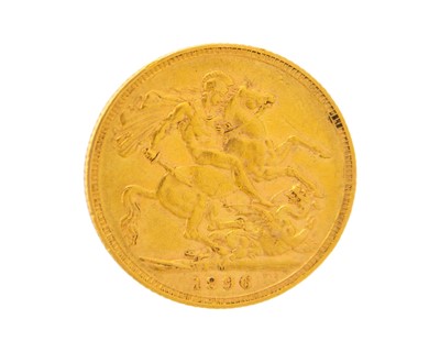 Lot 163 - A Victoria old veiled bust 1896 full sovereign gold coin.