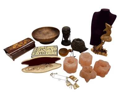 Lot 102 - A Sorrento music box, a jewellery bust, a...