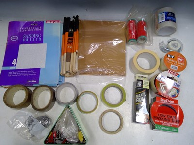 Lot 117 - A Box of Fixings, various Tapes, Abrasive...
