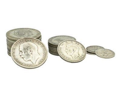 Lot 200 - GB George V and George VI .500 silver coinage, including 3 x 3d silver coins.