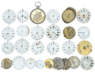 Lot 1139 - A useful collection of pocket watch movements and dials for repair or spares.