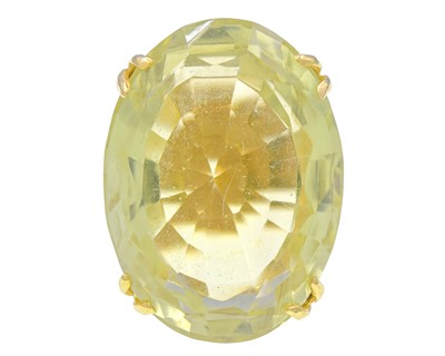 Lot A heavy 18k gold with 50ct citrine dress ring.