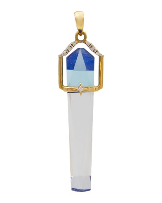 Lot 110 - GLEN LEHRER (1953-2024) Cosmic Obelisk pendant in 9k gold, limited edition.