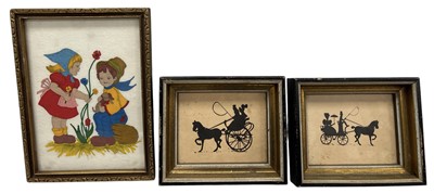 Lot 83 - A 1970s felt picture of a boy and girl with a...