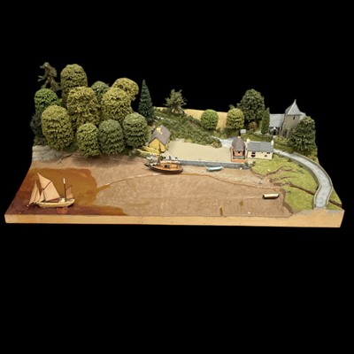 Lot 176 - A small-scale diorama of a Cornish harbour,...