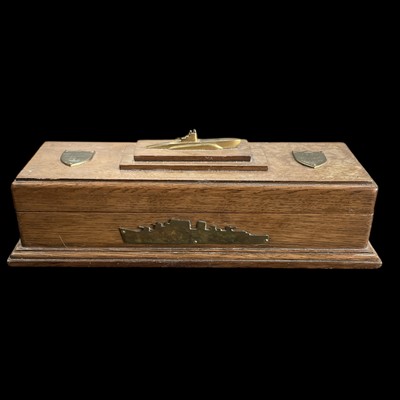 Lot 7 - An oak and brass-mounted presentation box...