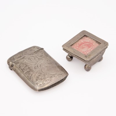 Lot 248 - An Edwardian silver stamp box by Levi & Salaman, and a silver vesta case.