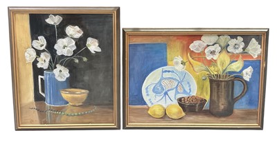 Lot 180 - Two acrylic still life paintings, unsigned,...
