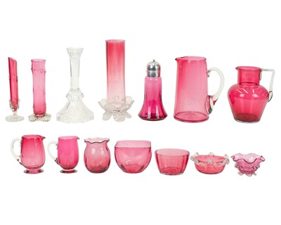 Lot 339 - A collection of cranberry glass.