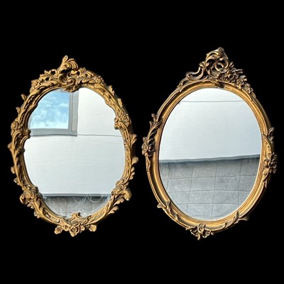 Lot 198 - Two French-style Vintage gilt framed oval wall...