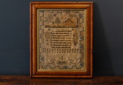 Lot 557 - A William IV silkwork sampler by Jane Carter, aged 10 years, 1832.