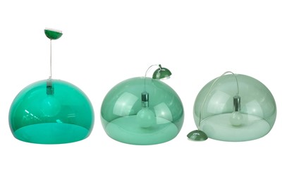 Lot 240 - Three sage green Kartell 'FL/Y' ceiling lights.