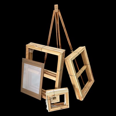 Lot 209 - A Gallery Easel with ten canvas stretching...