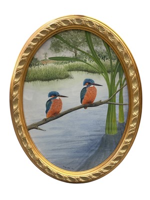 Lot 213 - Barry ELLIS, 'Kingfishers', watercolour,...