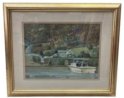 Lot 216 - Laurie COTTON, 'Out On The Boat', watercolour...