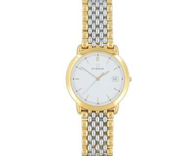 Lot 1017 - ETERNA - A quartz bi-colour stainless steel gentleman's bracelet wristwatch.