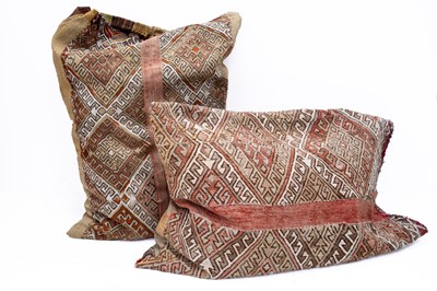 Lot 474 - Two Turkish hand knotted saddlebags.