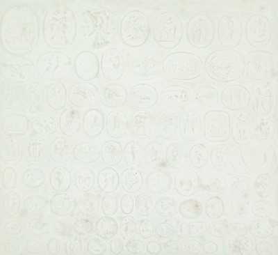Lot 749 - A Grand Tour plaster plaque featuring classical seal intaglios.